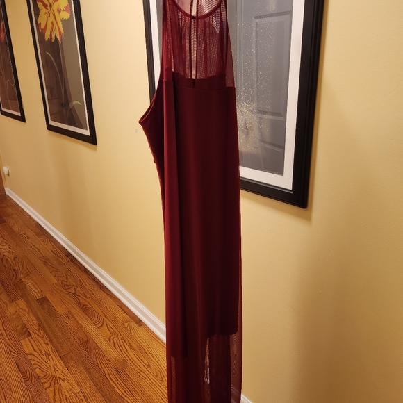 DKNY Mesh Overlay Maxi Halter Dress with Shorter Lining - Picture 5 of 11